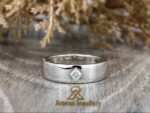 Men's Silver Wedding Band with Square Shape Diamond | Handcrafted in Bahrain | 0.10ct | 6mm WidtH