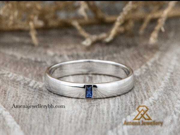 Men's 4mm 925 Silver Ring with Blue Sapphire or Zirconia – Customizable Jewelry from Bahrain