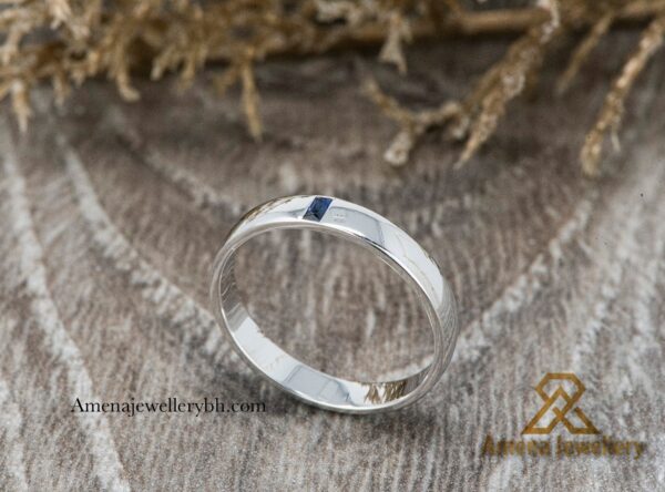 Men's 4mm 925 Silver Ring with Blue Sapphire or Zirconia – Customizable Jewelry from Bahrain