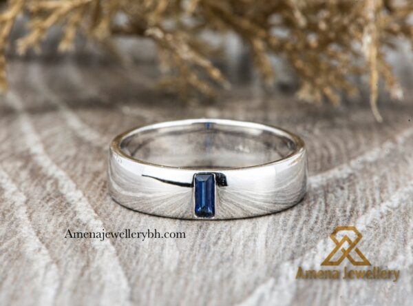 Men's 6mm 925 Silver Ring with Blue Sapphire or Zirconia – Customizable Jewelry from Bahrain