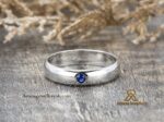 Men's 4mm 925 Silver Ring with Round Blue Sapphire or Zirconia – Customizable Jewelry from Bahrain