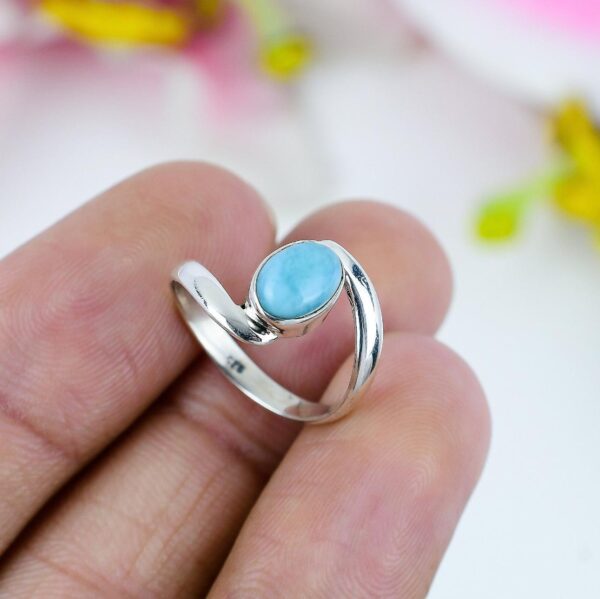 Sterling Silver Fayarooz Gemstone Adjustable Ring