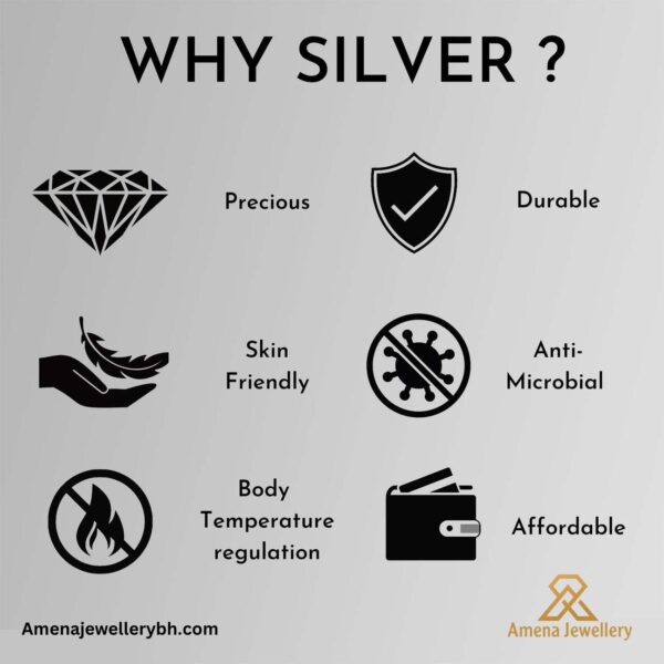 Shop the Silver Link Chain for Men at Amena Jewellery, Gold City, Manama, Bahrain. A sterling silver necklace with a stylish link design, perfect for men. Ideal for those searching for "men's silver chain Bahrain," "sterling silver link chain for men," or "stylish men's necklace Bahrain."