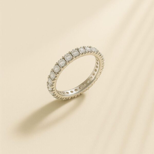 Round Shape Zircon Eternity Ring in 925 Silver – Amena Jewellery Bahrain