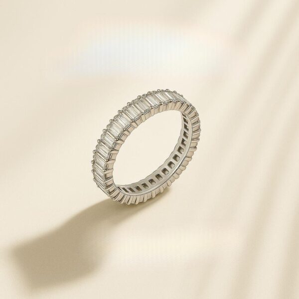 Baguette Zircon Eternity Ring in 925 Silver – Amena Jewellery Bahrain