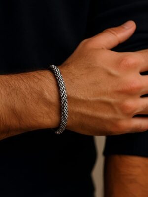 Woven 925 Sterling Silver Bracelet | Adjustable Fit | Amena Jewellery Bahrain