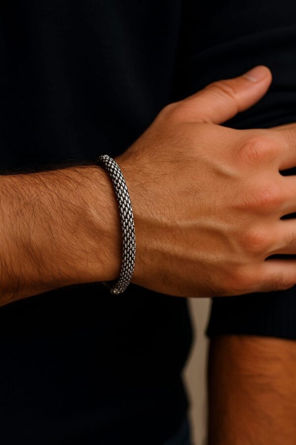 Woven 925 Sterling Silver Bracelet | Adjustable Fit | Amena Jewellery Bahrain