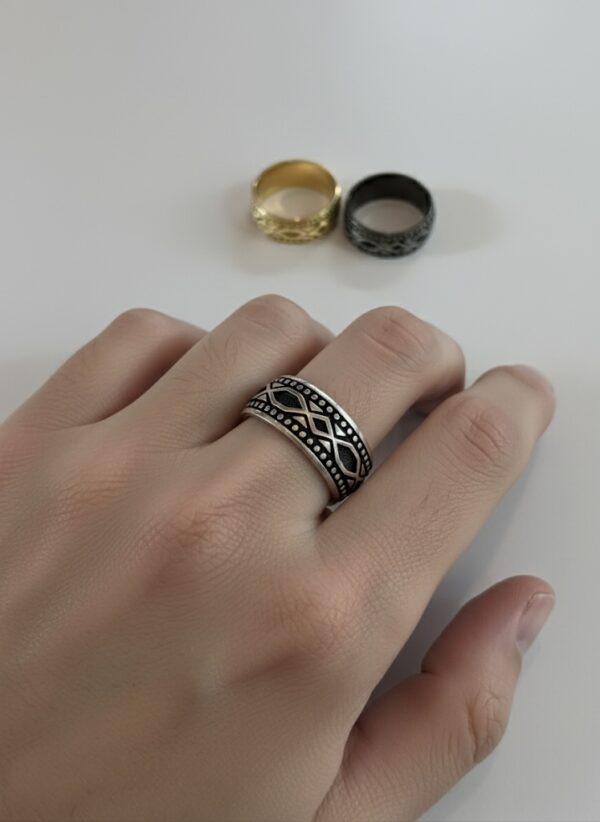 Men's Intricate Silver Wedding Band | Sterling Silver Statement Ring | Amena Jewellery, Bahrain