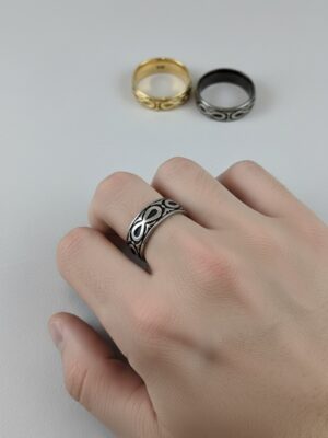 Men's Intricate Silver Wedding Band | Sterling Silver Statement Ring | Amena Jewellery, Bahrain