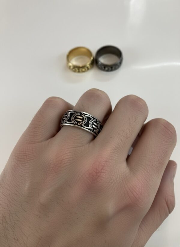 Men's Intricate Silver Wedding Band | Sterling Silver Statement Ring | Amena Jewellery, Bahrain