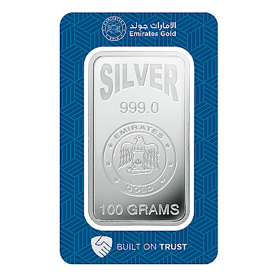100 Gram Emirates Gold Silver Bar | Amena Jewellery Bahrain