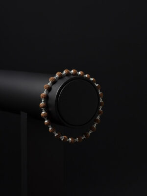 Sterling Silver Rudraksha Bead Bracelet | Unisex Spiritual Wellness Jewelry | Amena Jewellery Bahrain