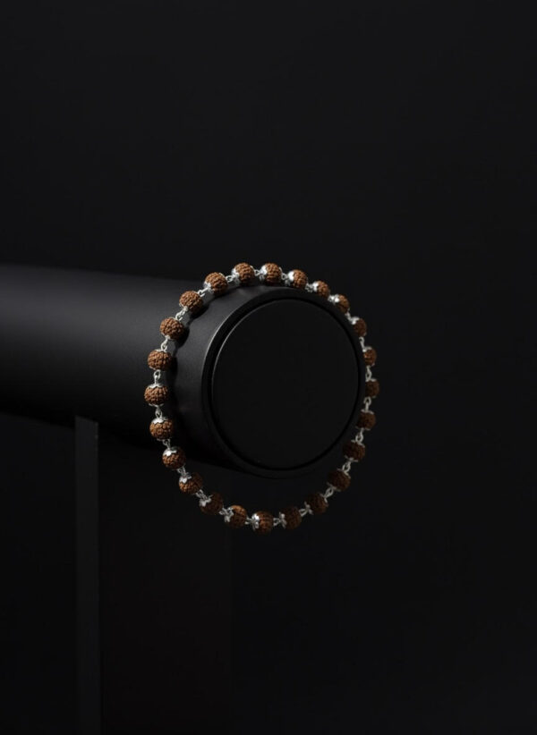 Sterling Silver Rudraksha Bead Bracelet | Unisex Spiritual Wellness Jewelry | Amena Jewellery Bahrain