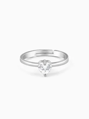 Silver Heart CZ Adjustable Ring | 925 Sterling | Amena Bahrain