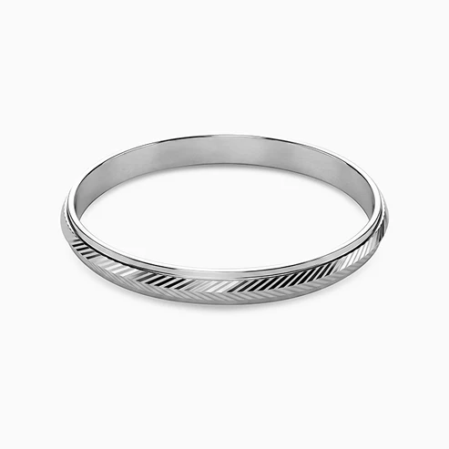 Silver Herringbone Bangle | 925 Sterling | Amena Bahrain