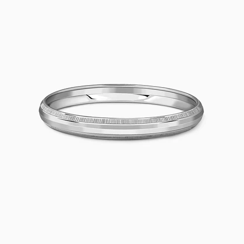 Silver Ribbed Edge Bangle Bracelet