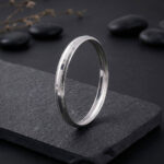 Silver Ribbed Edge Bangle Bracelet